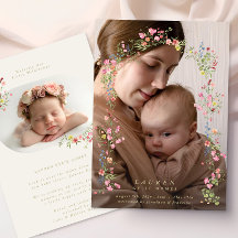elegante delicado arco floral primavera foto bebê