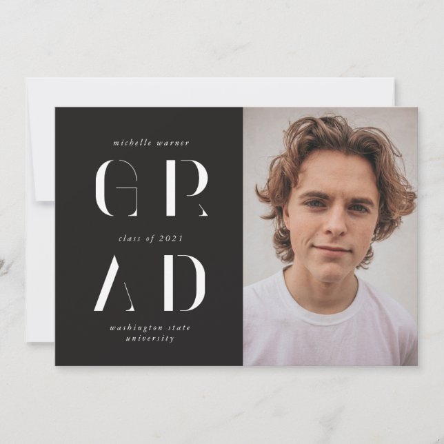 anúncio elegante do formando de script moderno (Frente)