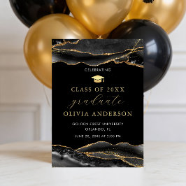 Anúncio Elegante e Moderno Gradução Preto e Dourado