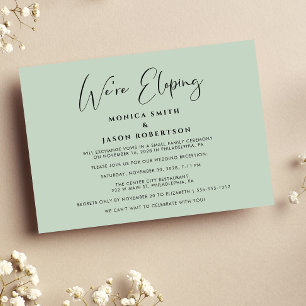 Anúncio Elegante Estamos Eloping Sage Recepção de casament