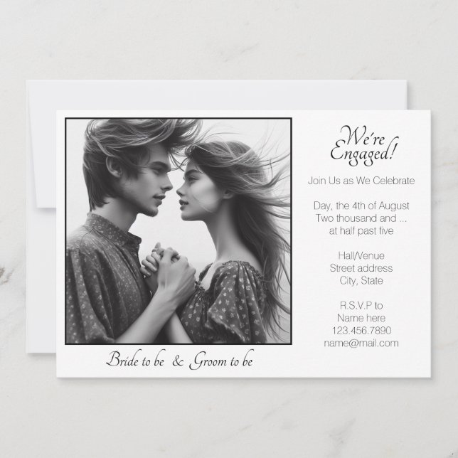 Anúncio Elegante Estamos Envolvidos Foto Impressa Preta e  (Frente)