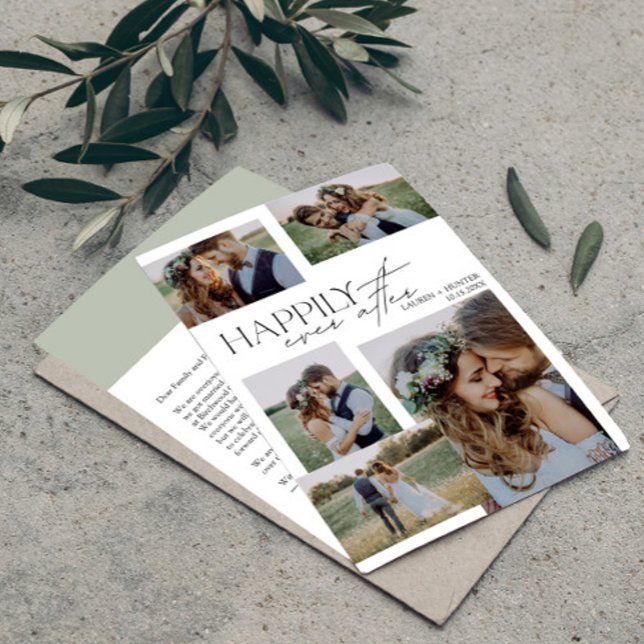 Anúncio Elegante Feliz De Todos Após O Moderno Casamento F (Easily personalize this wedding announcement with your deets and photos)