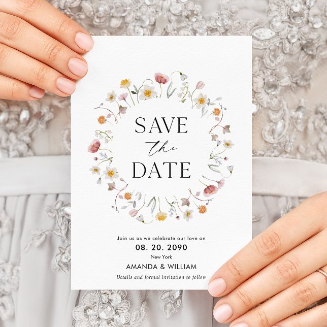 Anúncio Elegante Floral Salvar A Placa Date (Criador carregado)