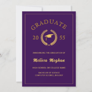 Anúncio Elegante Formal Laurel Wreath Dourada Graduação de
