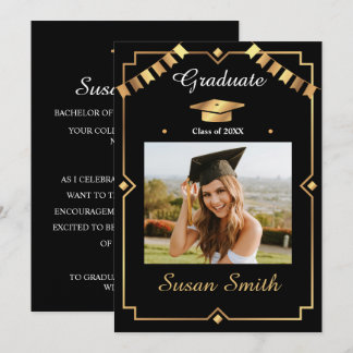 Anúncio Elegante Formatura Art Déco Preto e Dourado