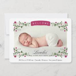 Anúncio Elegante Frame Floral Plum Baby Girl Foto Birt