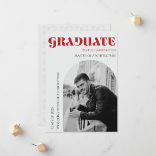 Anúncio Elegante graduação moderna em vermelho preto e cin