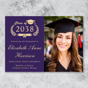 Anúncio Elegante Graduação Universitária em Roxo Dourado F