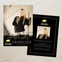 Elegante Graduado 2026 Escrito em Preto e Dourado 