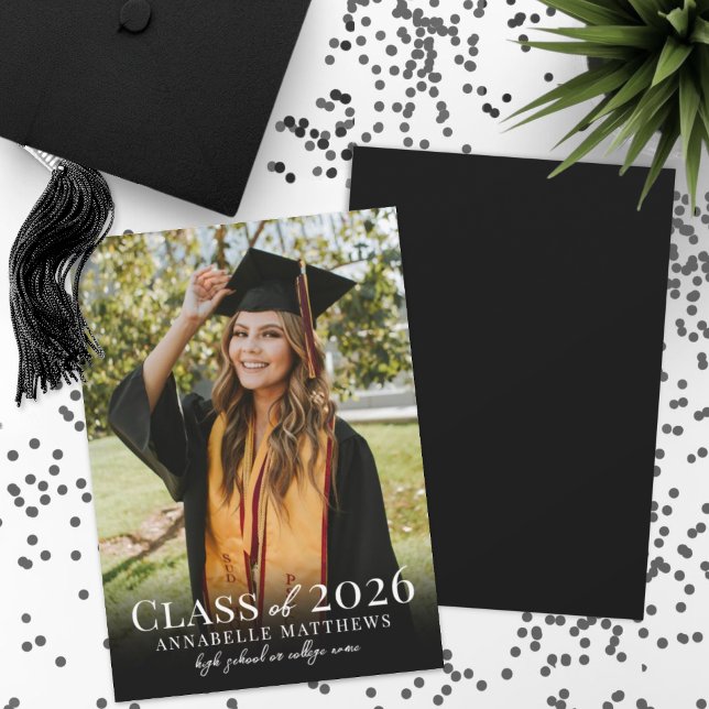 Anúncio Elegante Graduado Foto Simples Graduação (Elegant Graduate Simple Photo Graduation Announcement)