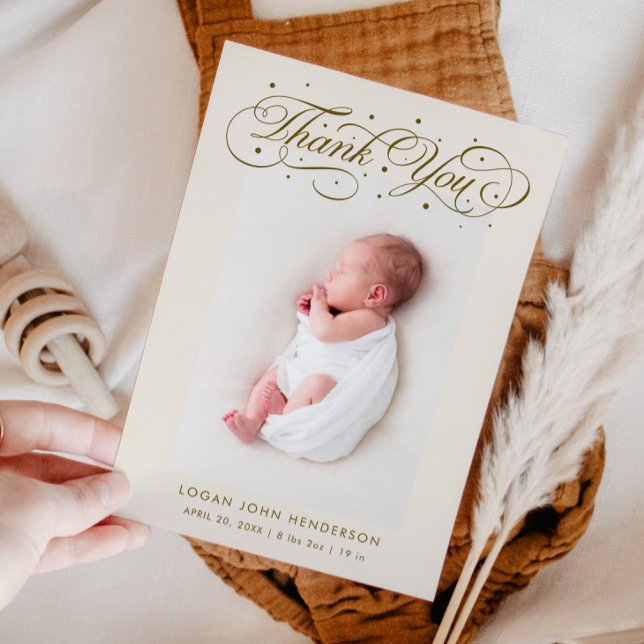 Anúncio Elegante Obrigado Calliografia Beige Birth (Criador carregado)