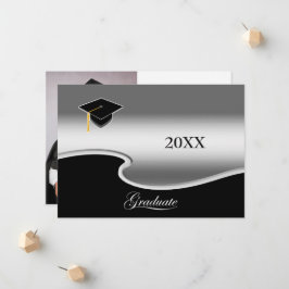 Anúncio Elegante Prata e Preto com Foto de Formatura