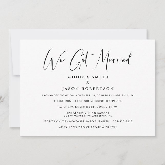 Anúncio Elegante Receção de Casamento Fomos Casados (Frente)