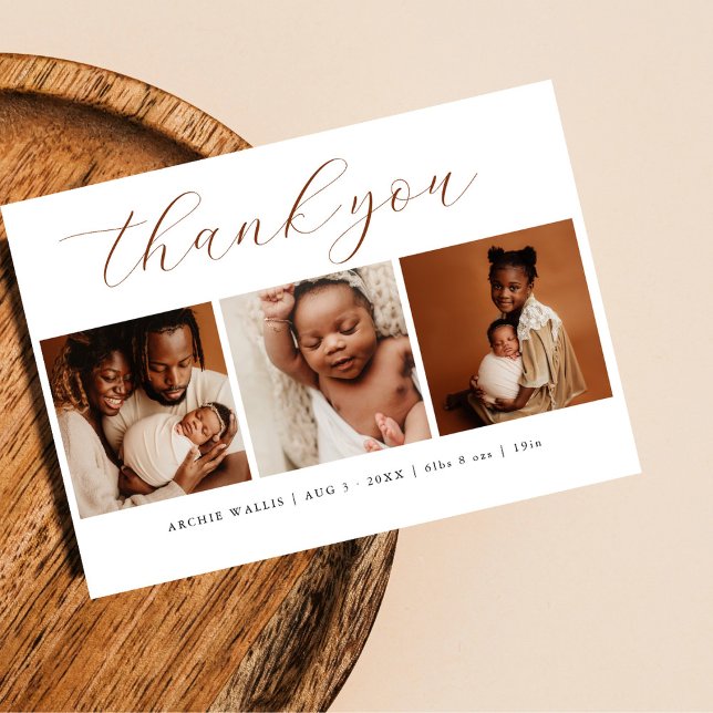 Anúncio Elegante Script Mínimo 3 Foto Obrigado Novo Bebê (Criador carregado)