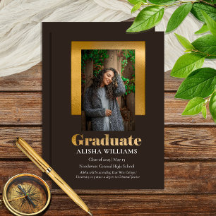 Anúncio Elegante Texto Dourado Graduado 1 Foto Dk Marrom