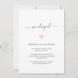 Anúncio Elopemento de Casamento Coração Rosa Bonito