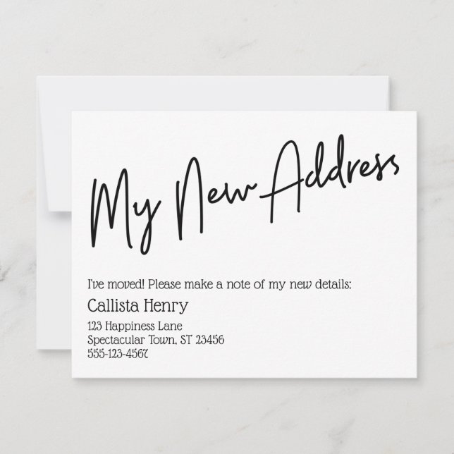 Anúncio em Branco e Preto do Meu Novo Endereço (Frente)