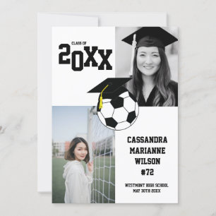 Anúncio em branco preto para a graduação do fut