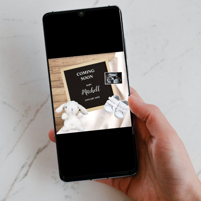 Anúncio Em Breve Foto Gravidez nas Mídias Sociais (coming soon social media pregnancy announcement digital pregnancy reveal  sonogram ultrasound photo)