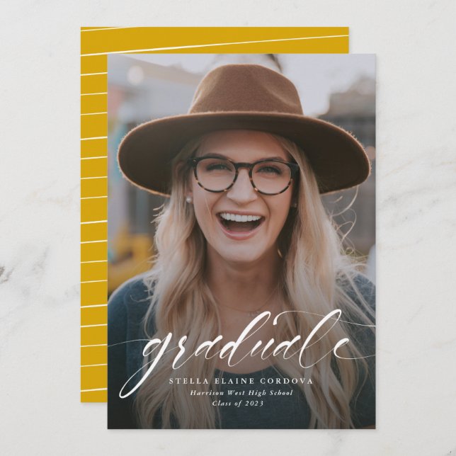 Anúncio em ouro de uma foto com formando de script (Frente/Verso)