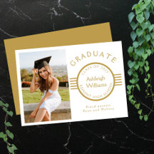 Emblema Moderno de Graduação com Faixa Dourada