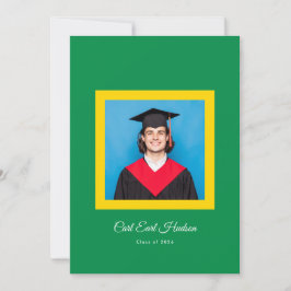 Anúncio Emerald Green Yellow White High School Photo Grad