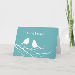 Anúncio Engaged Announcement Cute Sparrow Bird Blue