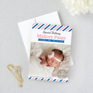 Anúncio Entrega Especial Rosa Azul Carta Aérea Menina