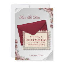 Envelope Borgonha & Floral de Renda Branca Salve o