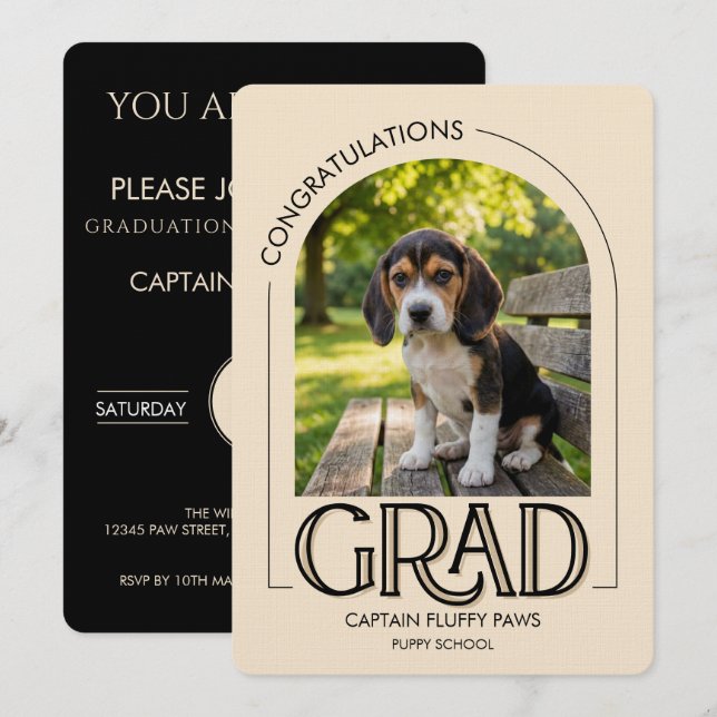 Anúncio Escola de Treinamento de Cães Foto de Pet Graduaçã (Frente/Verso)