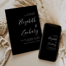 Anúncio Escrito Mínimo Moderno Branco Preto Salve a Data