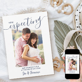 Anúncio Esperando uma gravidez rosa do Marinho de script E