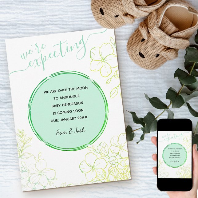 Anúncio Esperávamos Flores Desenhadas Na Linha Verde, Grav (Criador carregado)