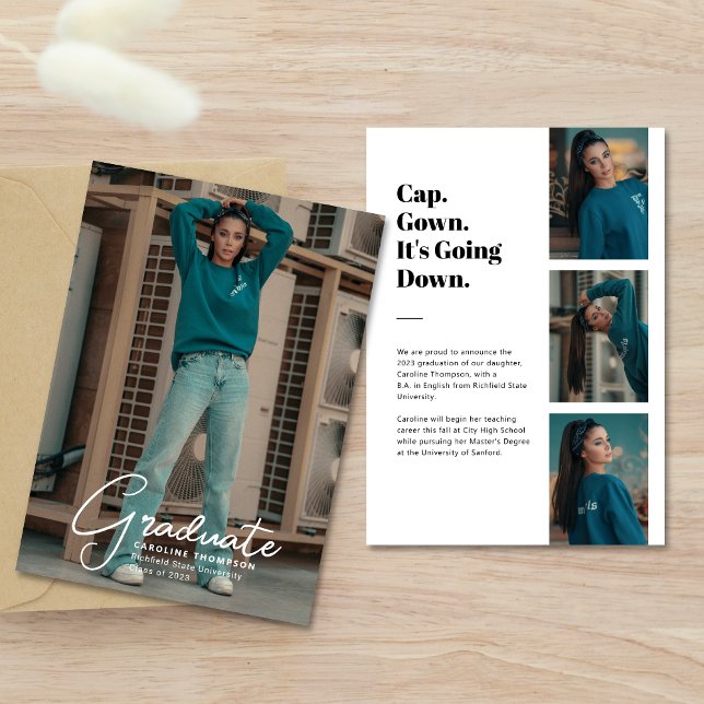 Anúncio "Está a descer" Graduação Moderna de Colagem de Fo (Criador carregado)