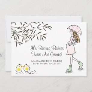 Anúncio Está chovendo, bebês, guarda-chuva rosa, mãe, grav