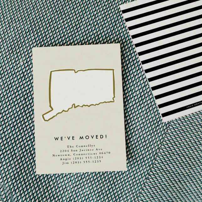 Anúncio Estado de Connecticut, Movimentamos Movimento Dese (Connecticut State We've Moved Hand-Drawn Moving Announcement)