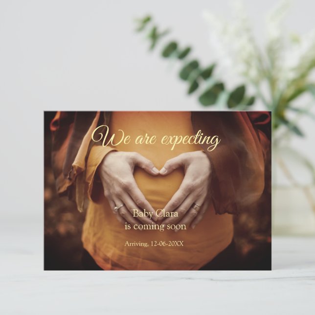 Anúncio estamos grávidas adicionar nome de bebê data gravi (Em pé/Frente)