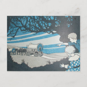 Anúncio ESTAMOS MOVENDO cartão postal de cavalo ocidental