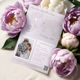 Anúncio Estilo do Passaporte Salvar A Data Destino Casamen