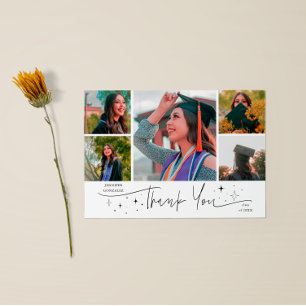 Anúncio Estrelas Brilhantes Branco Grad Multi Foto Obrigad