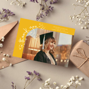 Anúncio Estrelas Excêntricas Amarelo Grad Foto Obrigado