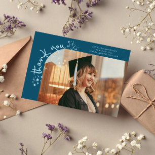 Anúncio Estrelas Excêntricas Azul Grad Foto Obrigado