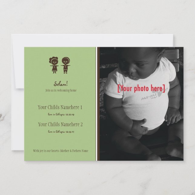 Anúncio etíope da adopção do irmão (Frente)