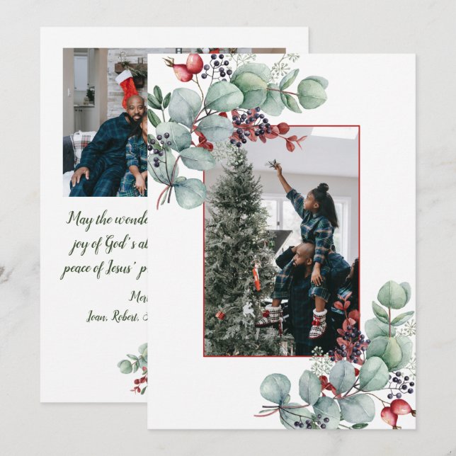 Anúncio Eucalyptus, Berries, Spruce, Natal com 2 Fotos (Frente/Verso)