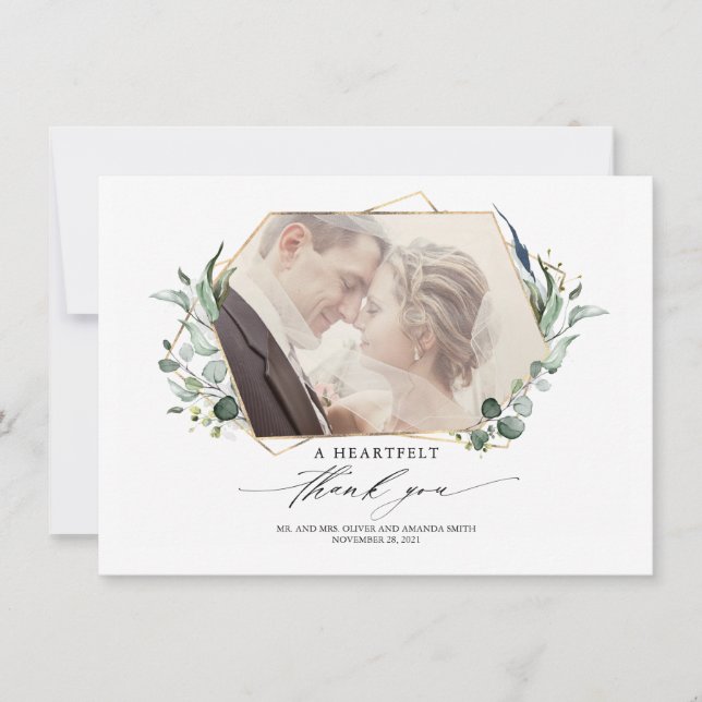 Anúncio Eucalyptus Greenery Elegante Foto de Casamento (Frente)