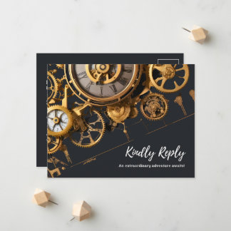 Anúncio Extravagância Steampunk Relógio Antigo RSVP