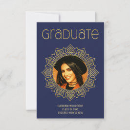 Anúncio Faculdade Elegante de Graduação Mandala Dourado Az