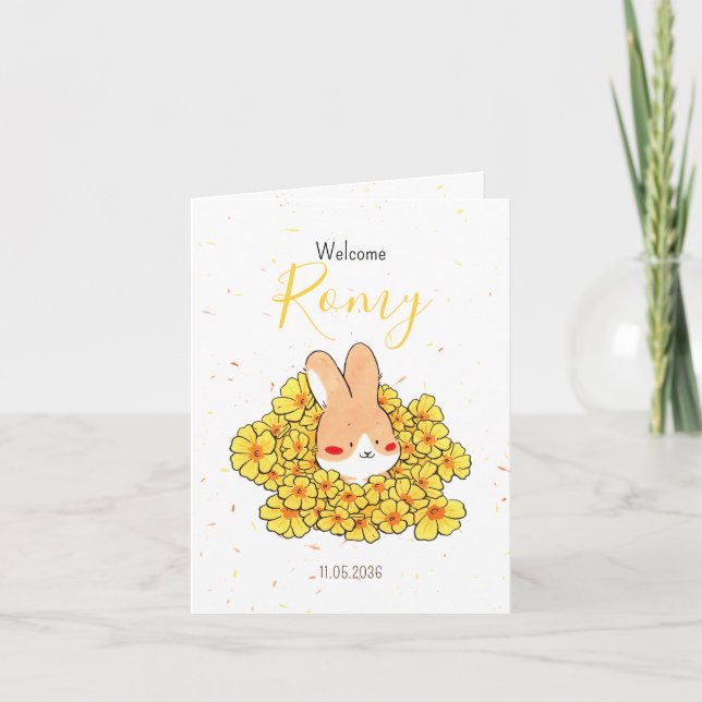 Anúncio Faire-part naissance lapin photo Florals (Frente)