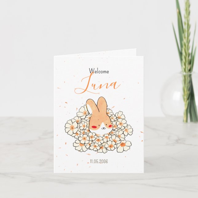 Anúncio Faire-part naissance lapin photo Florals (Frente)