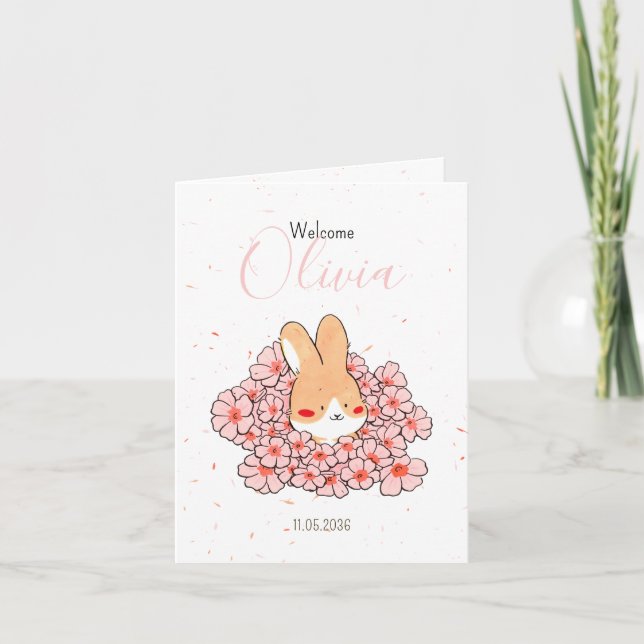 Anúncio Faire-part naissance lapin photo Florals (Frente)